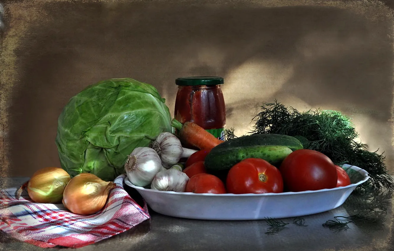Photo wallpaper still life, vegetables, composition, products