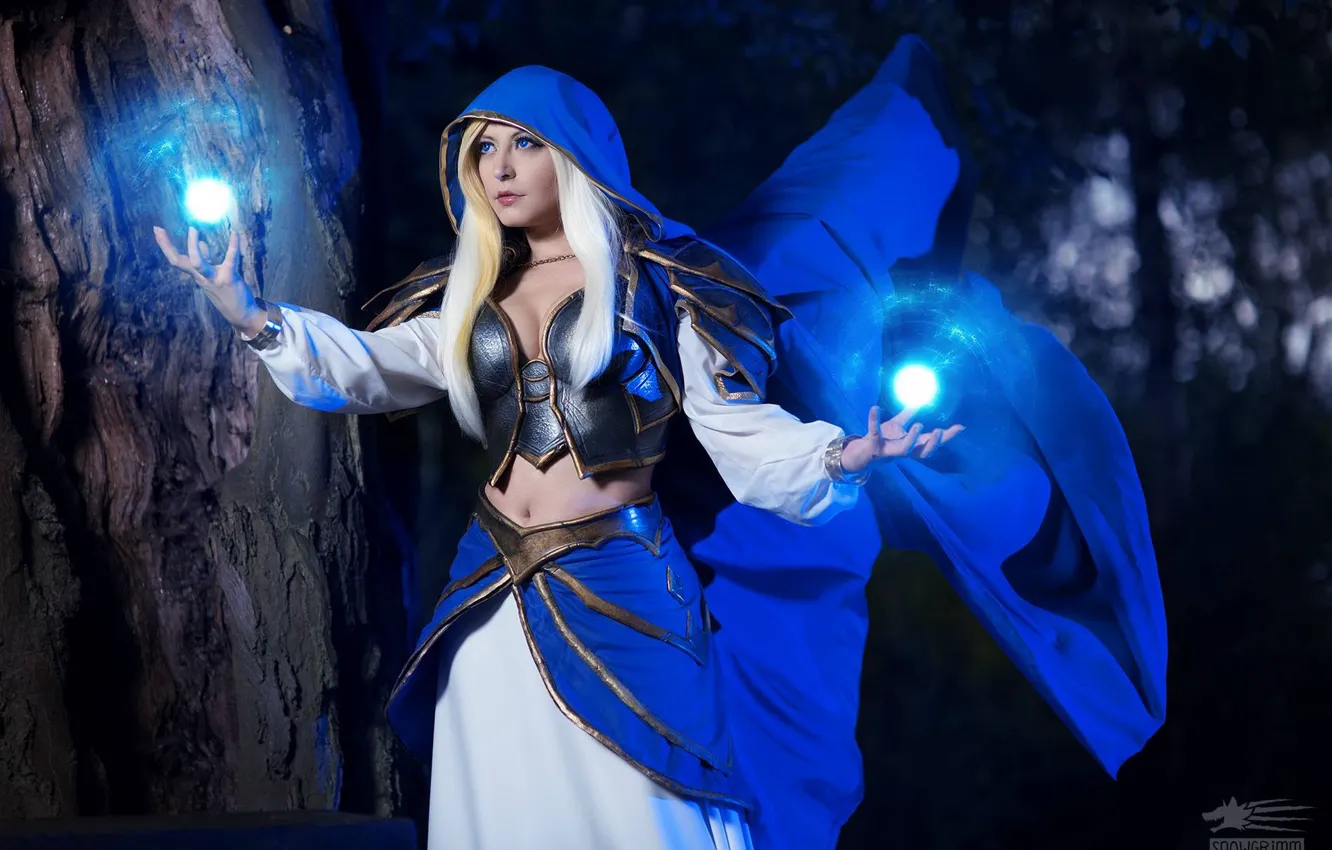 Photo wallpaper girl, magic, cloak, cosplay