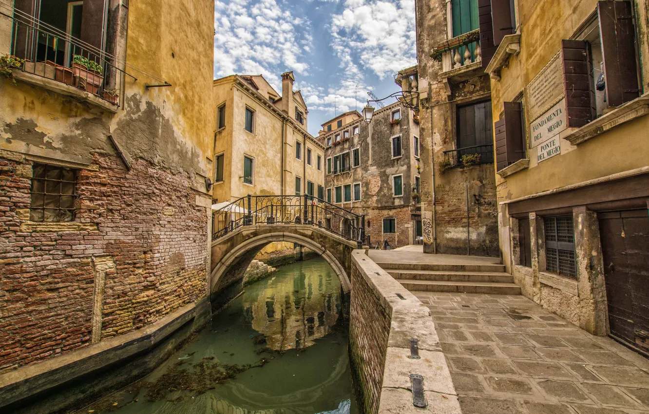 Photo wallpaper home, Italy, Venice, channel, the bridge, Ponte del Megio