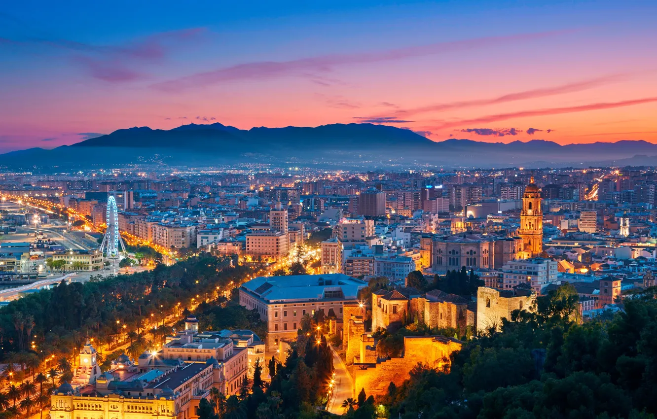 Photo wallpaper sunset, Spain, sunset, Spain, Andalusia, Andalusia, Malaga City Fair, City Fair of Malaga