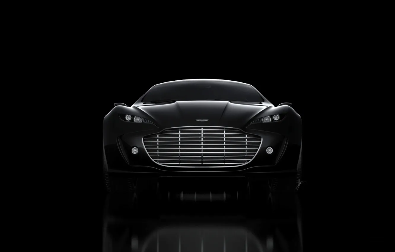 Photo wallpaper Aston Martin, Black, Machine, The concept, Grille, Gauntlet, The front
