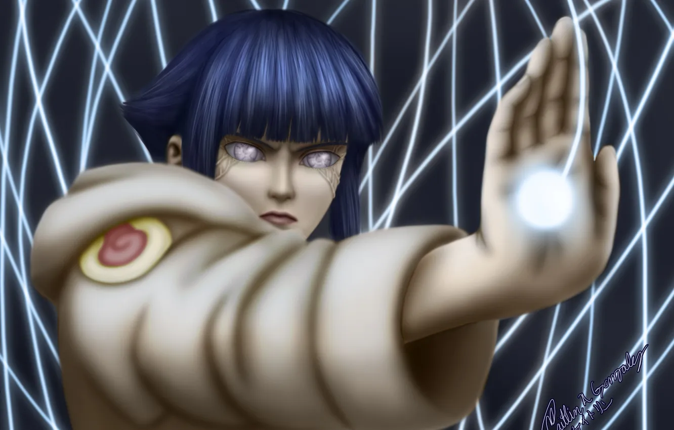 Photo wallpaper look, girl, magic, Naruto, Naruto, gesture, art, hyuuga hinata