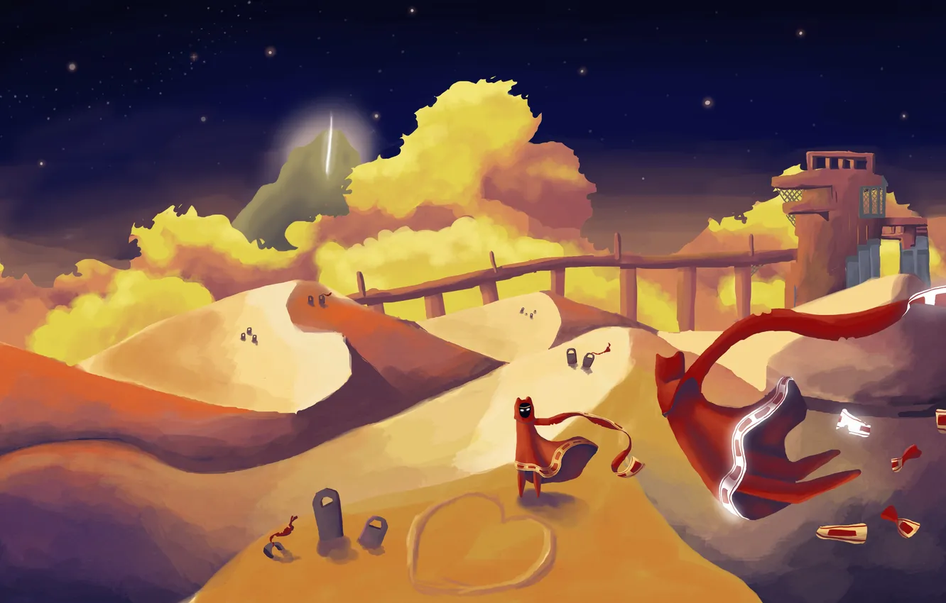 Photo wallpaper desert, the game, the evening, Journey