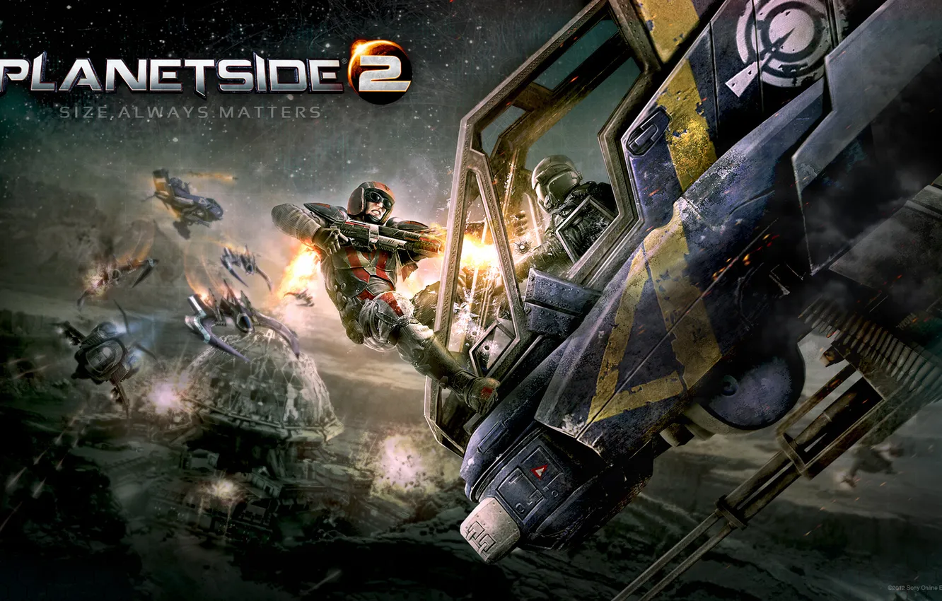 Photo wallpaper the opposition, shot, helicopter, Sony Online Entertainment, PlanetSide 2