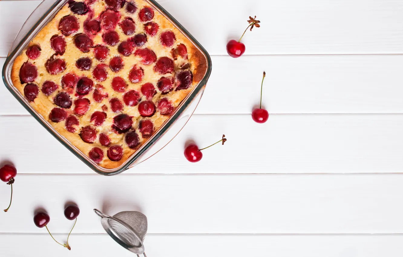Photo wallpaper cherry, pie, dessert