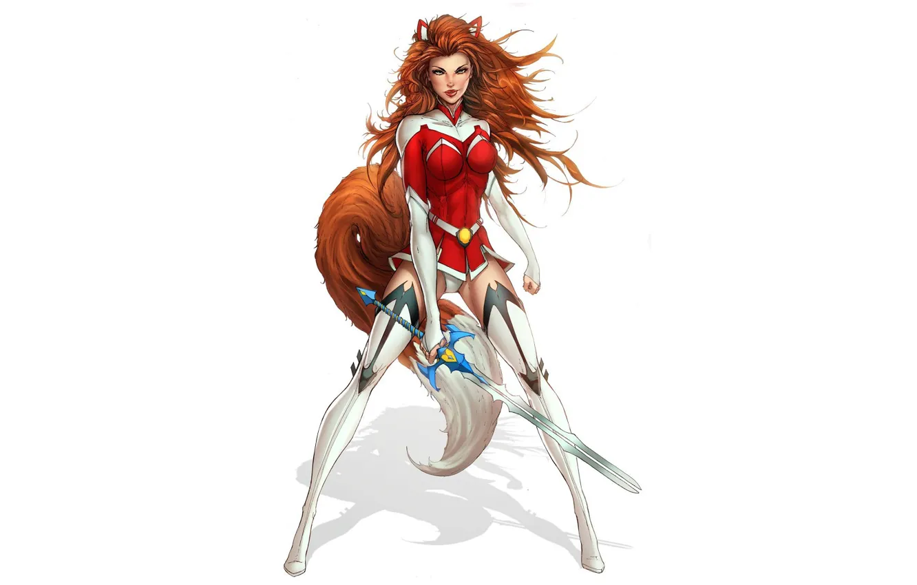 Photo wallpaper girl, sword, form, comics