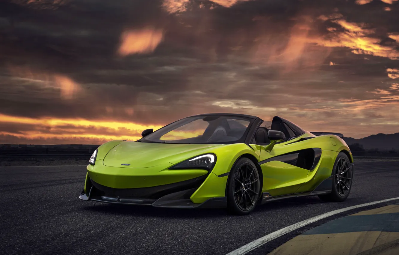 Photo wallpaper McLaren, supercar, Spider, 2019, 600LT, Lime Green