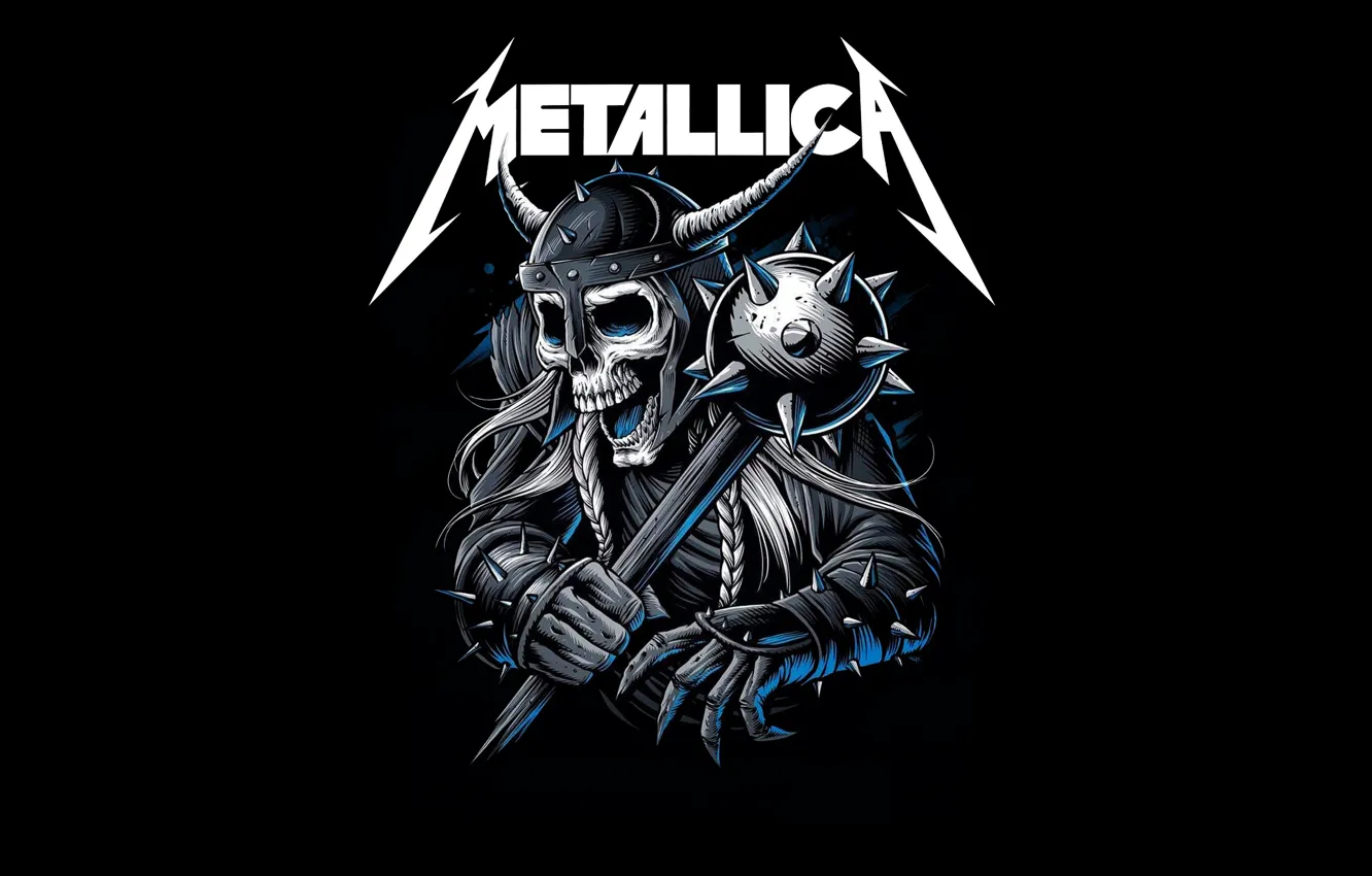 Photo wallpaper music, skull, minimalism, logo, art, skeleton, rock, metallic