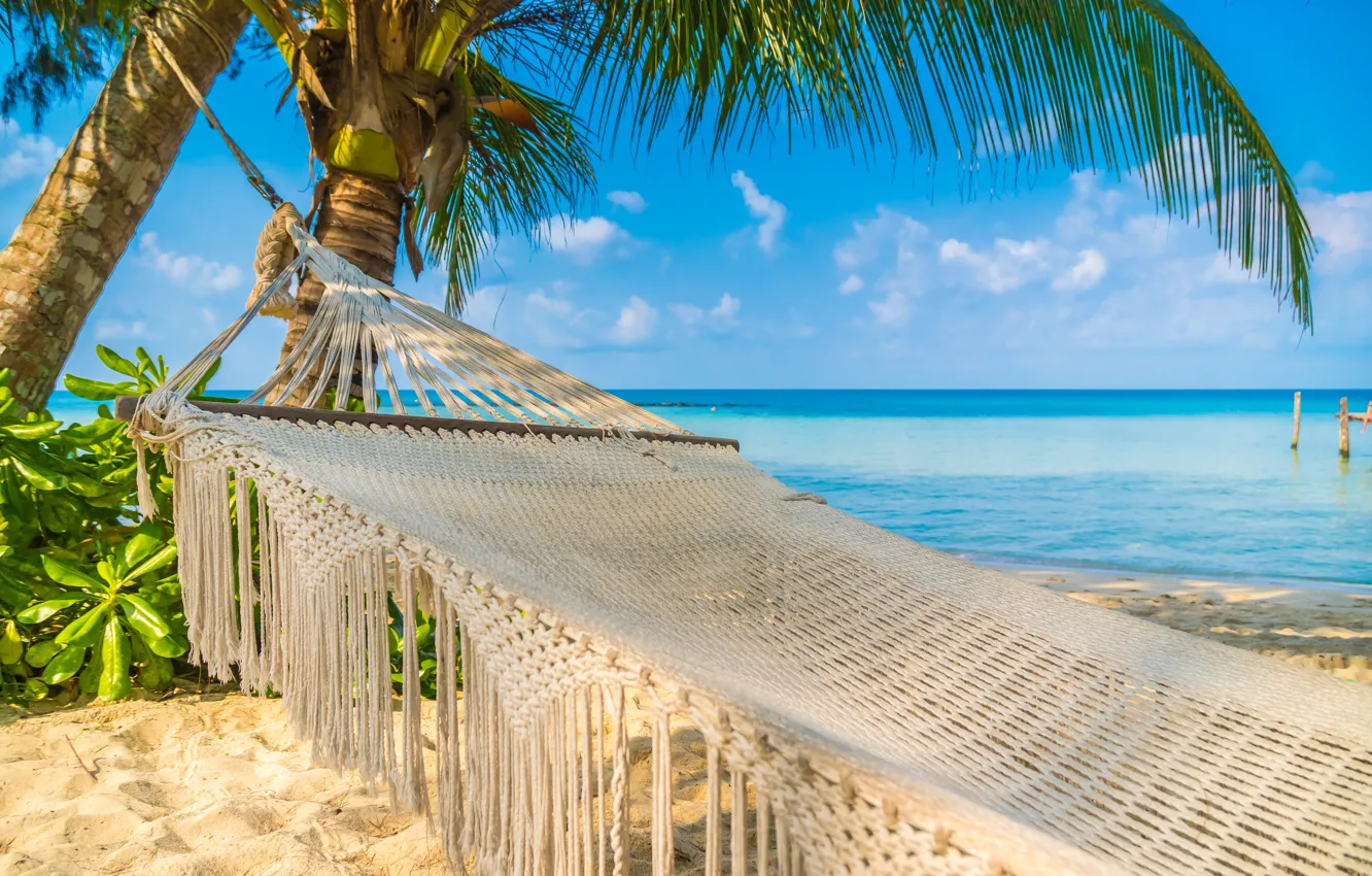 Photo wallpaper sea, beach, summer, the sky, clouds, landscape, nature, tropics
