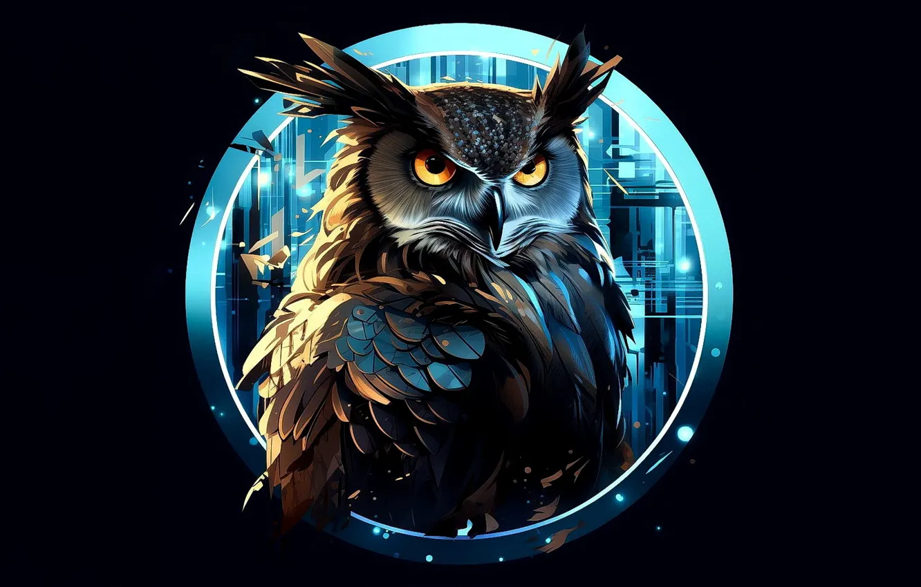 Photo wallpaper bird, owl, AI Art