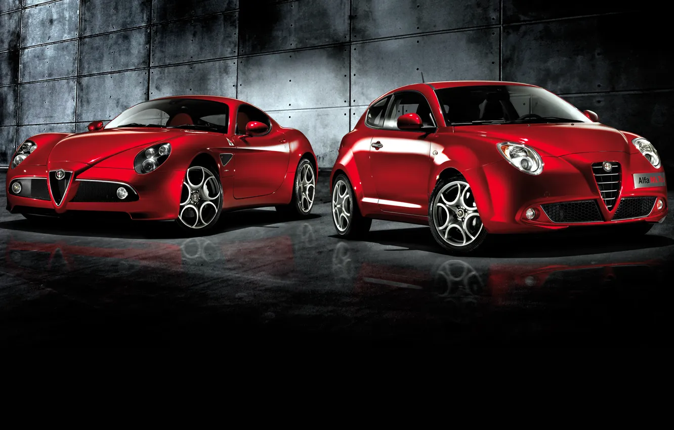 Photo wallpaper red, auto, mixed, Alfa romeo