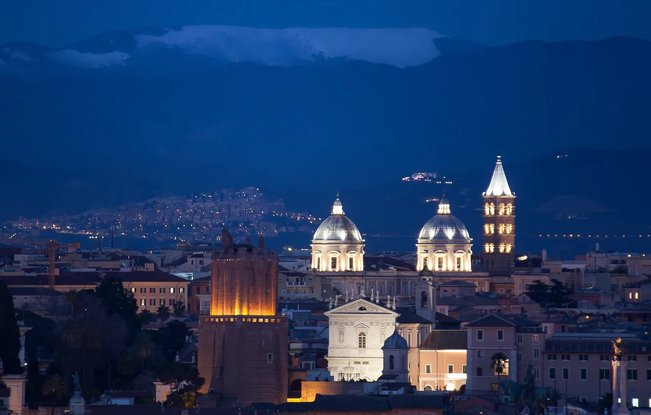 Photo wallpaper the sky, night, city, the city, lights, blue, building, home