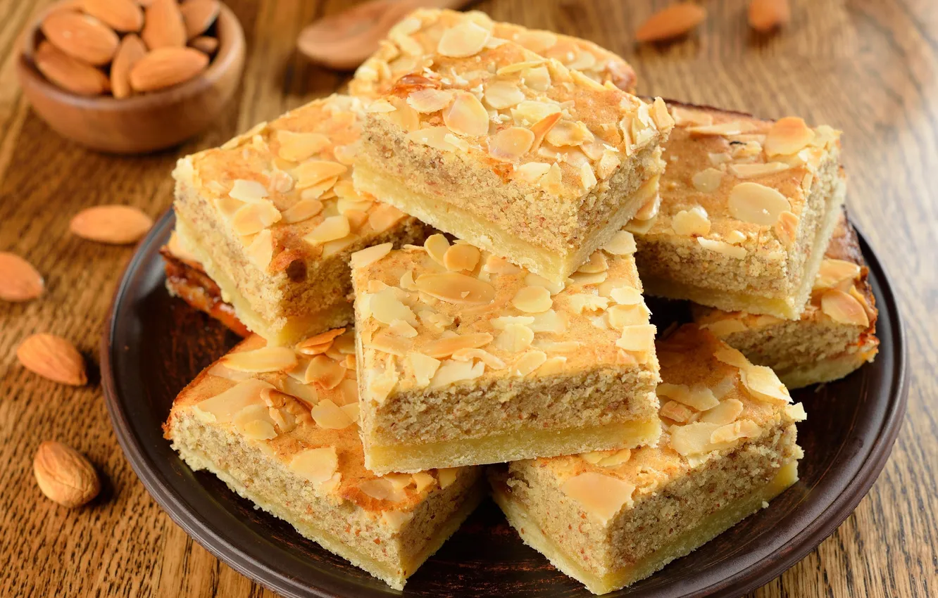 Photo wallpaper food, muffin, dessert, cakes, almonds, dish, cupcakes