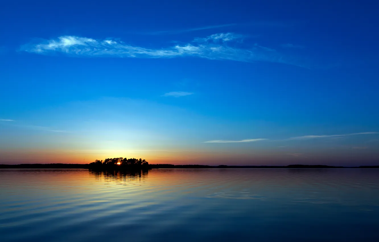 Photo wallpaper sea, the sky, sunset, reflection