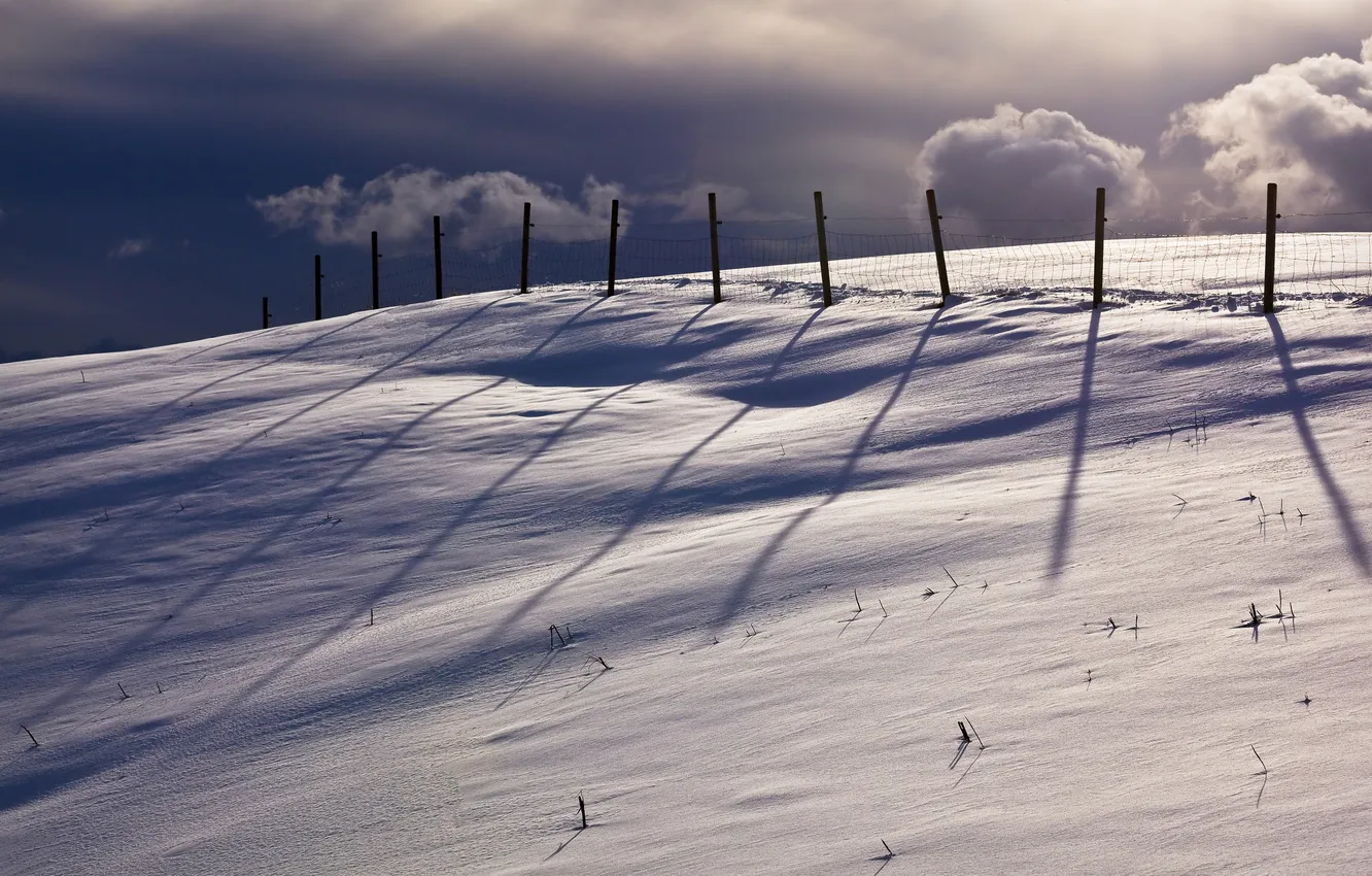 Photo wallpaper winter, landscape, nature, the fence