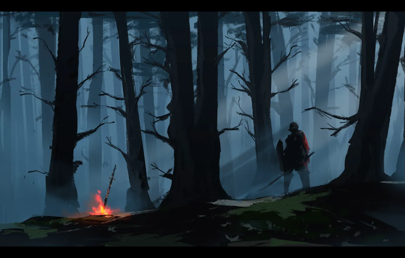 Photo wallpaper forest, the game, sword, armor, game, art, dervla, Dark Souls III