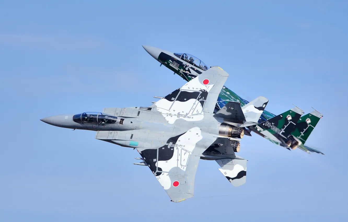 Photo wallpaper fighters, Mitsubishi, flight, F-15DJ