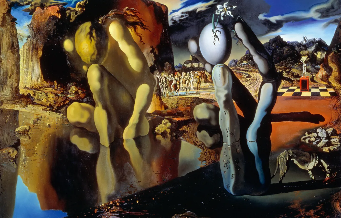 Photo wallpaper surrealism, picture, Salvador Dali, Salvador Dali, The Metamorphosis Of Narcissus