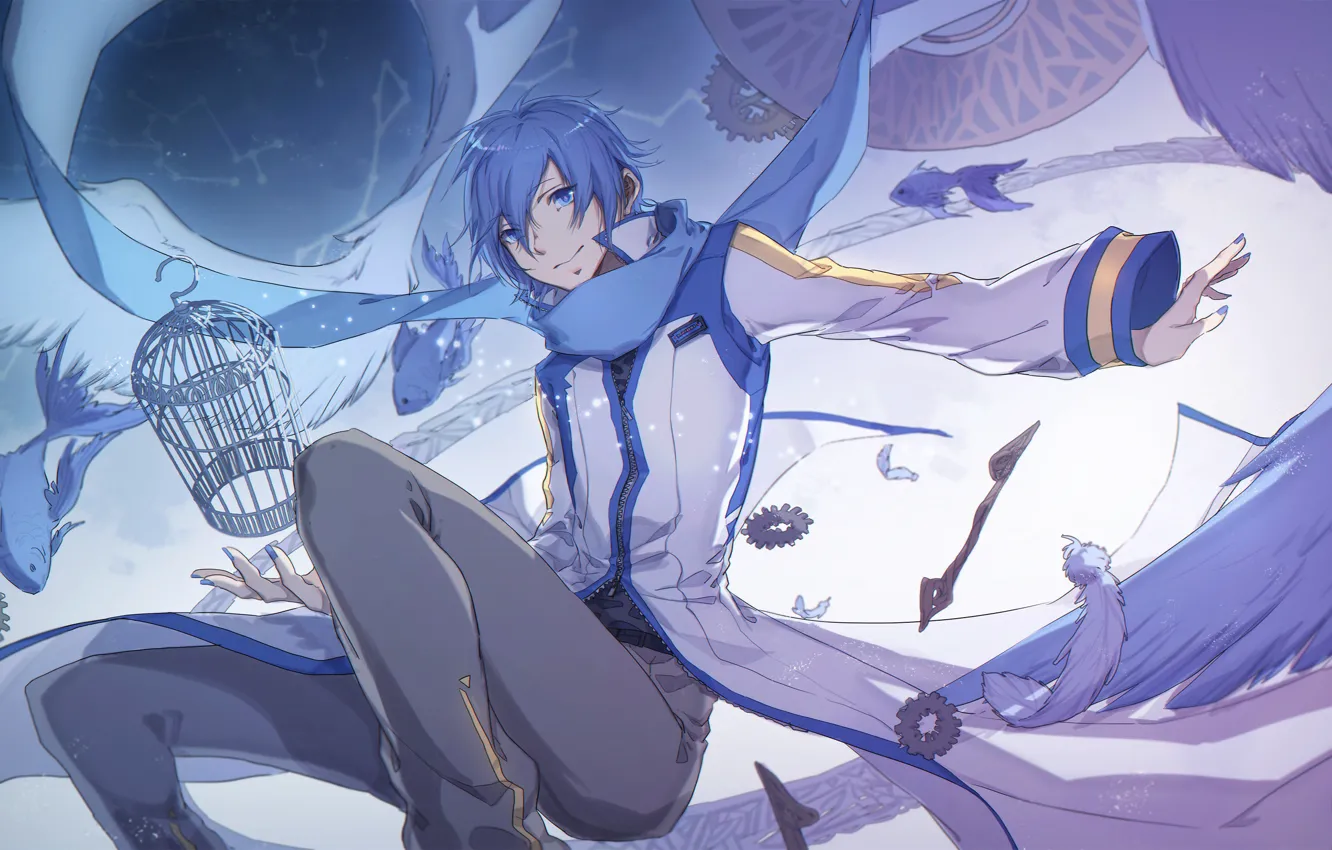 Photo wallpaper vocaloid, Vocaloid, scarf, guy, Kaito, anime
