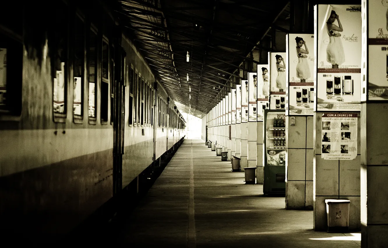 Photo wallpaper train, station, poster
