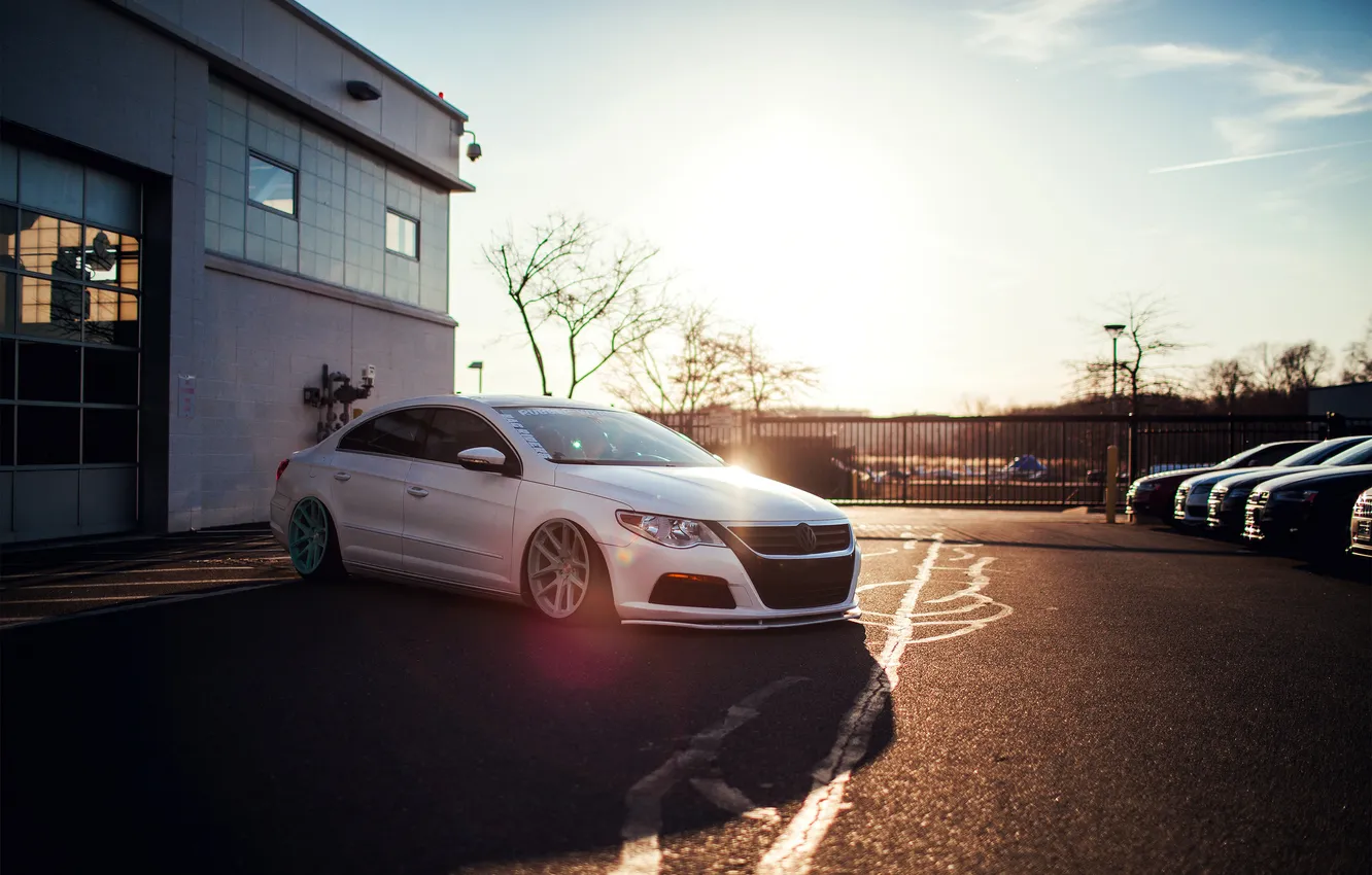 Photo wallpaper white, dawn, Volkswagen, tuning, Volkswagen, Passat, Passat