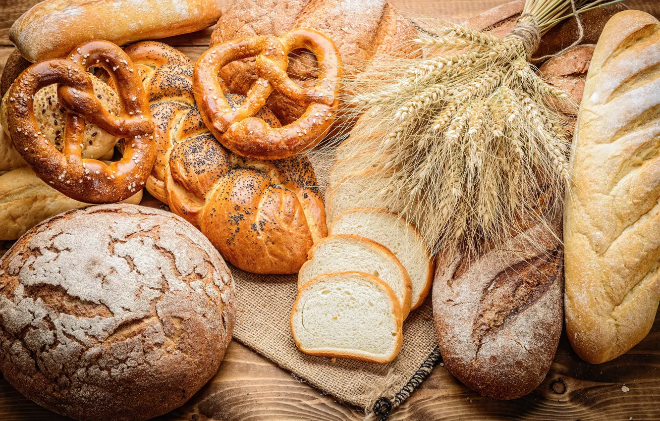 Photo wallpaper wheat, bread, cakes, bread, buns, baton, baking, buns