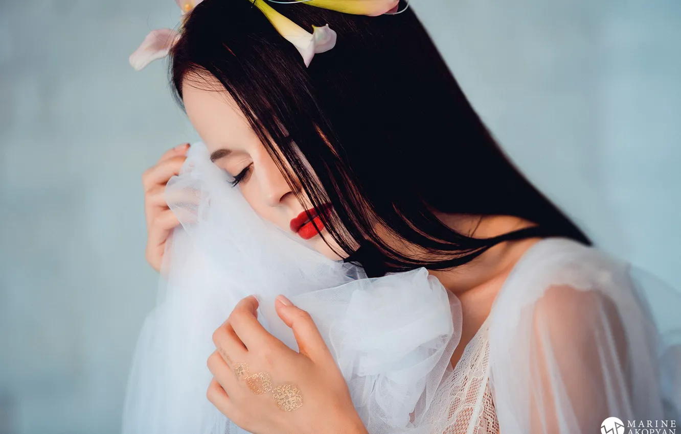 Photo wallpaper girl, face, model, hair, portrait, makeup, brunette, girl