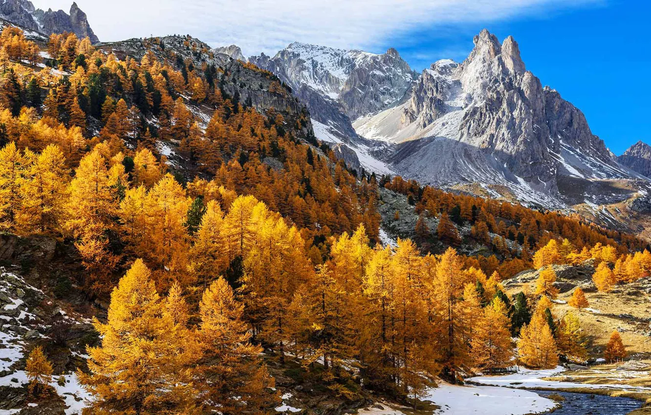 Photo wallpaper autumn, mountains, Alps, Clara valley, Franca