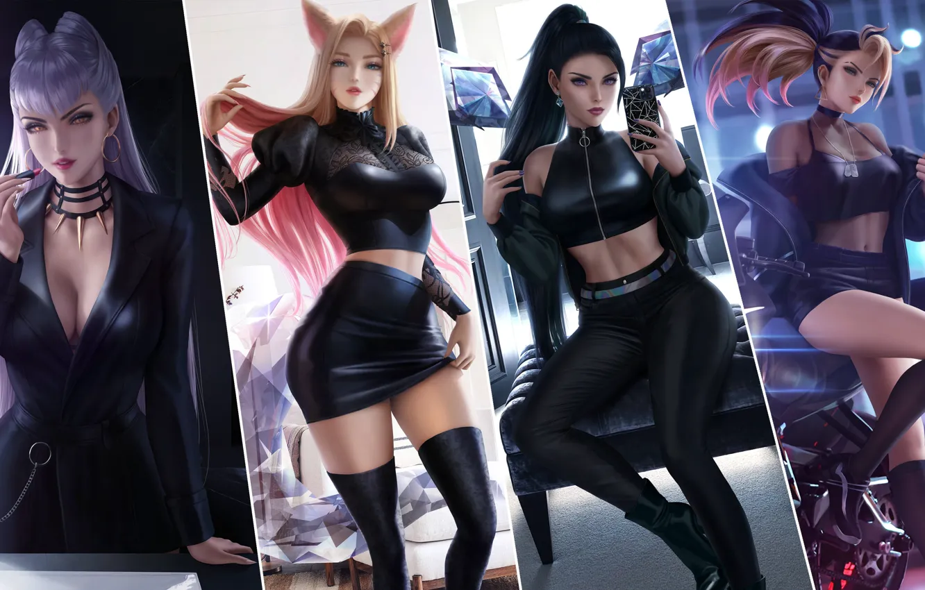 Photo wallpaper Akali, League of Legends, Ahri, Evelynn, Ari, Kai'Sa, K/DA