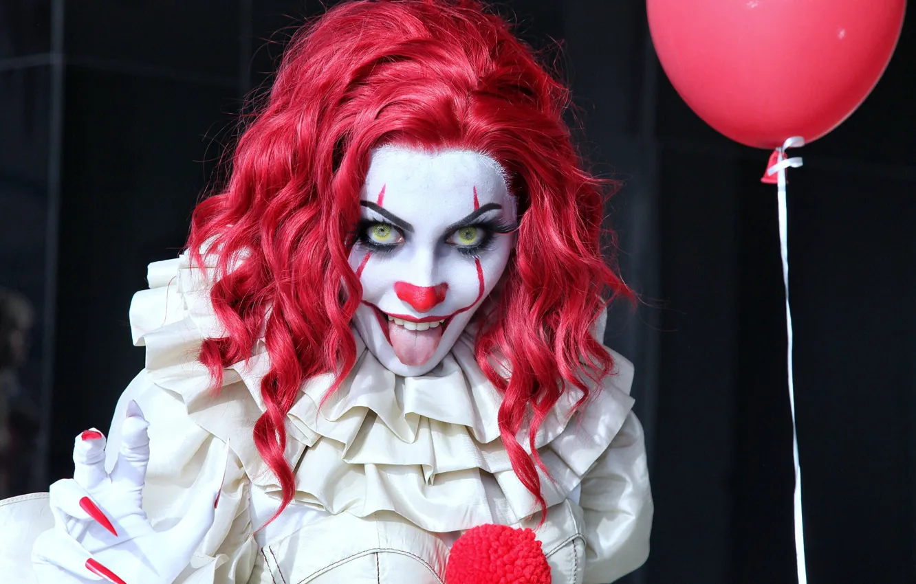 Photo wallpaper language, girl, clown, horror, Stephen king, It, Pennywise, Pennywise