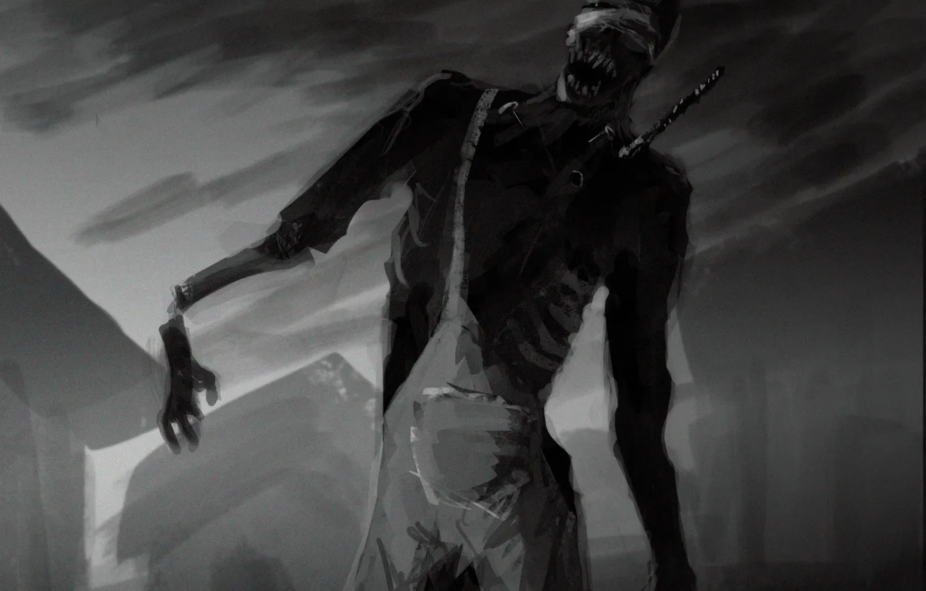 Photo wallpaper art, skeleton, zombies, cap, nails, Por-t-falatron