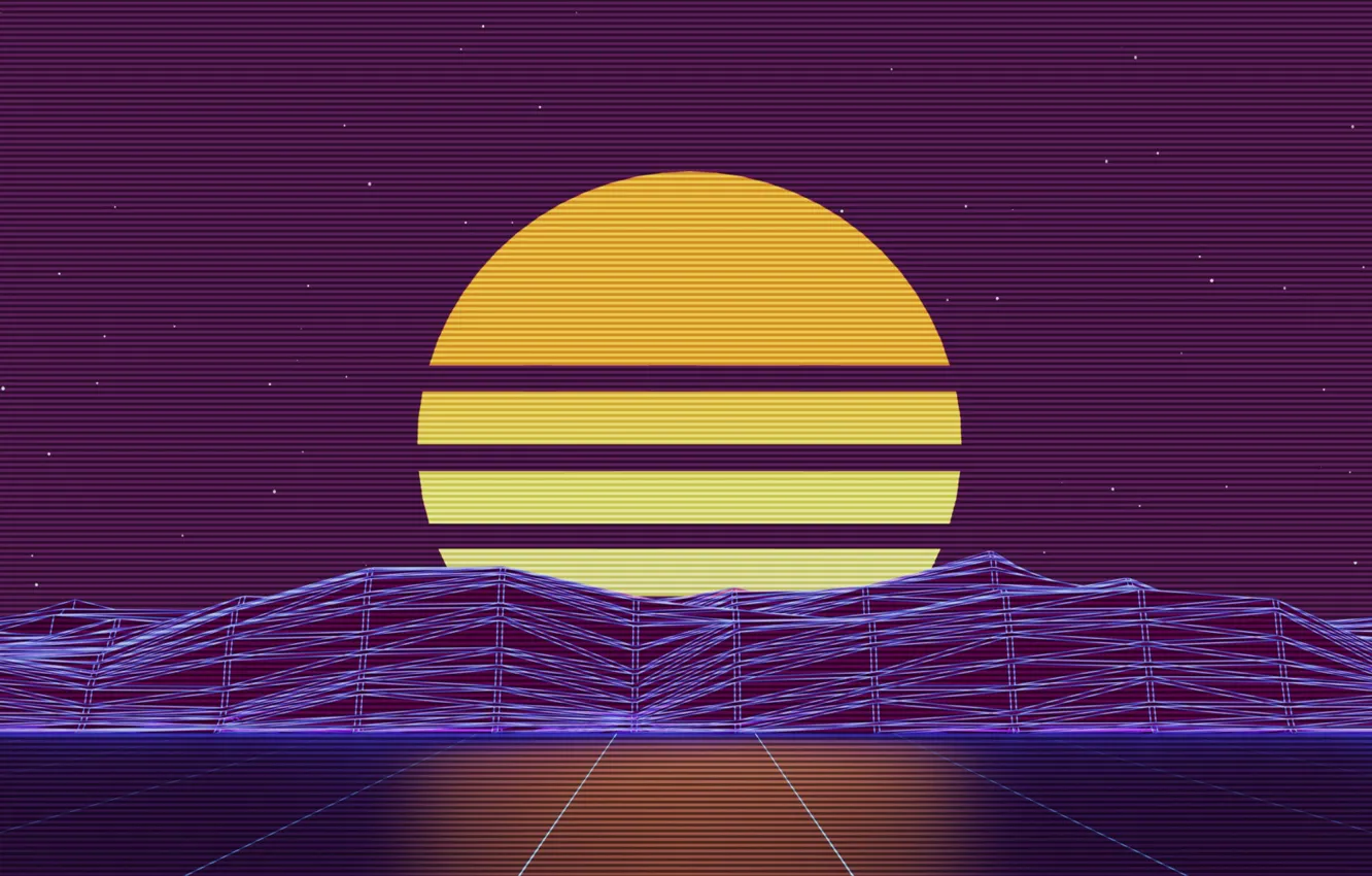 Photo wallpaper The sun, Music, Star, Background, Neon, 80's, Synth, Retrowave