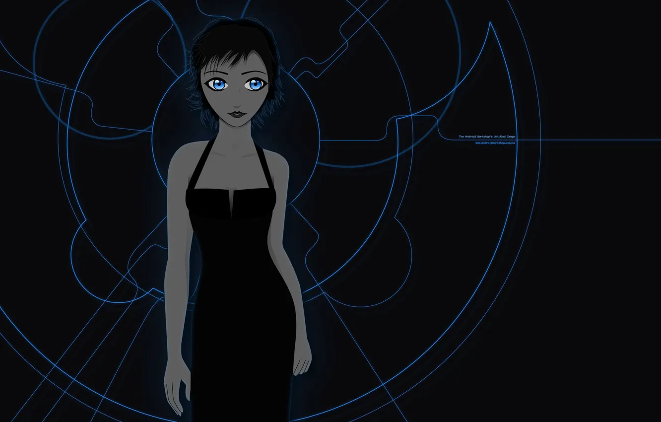 Photo wallpaper girl, figure, black background