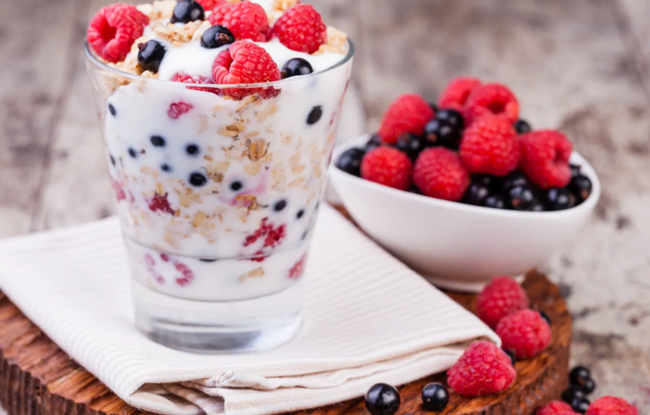 Photo wallpaper berries, dessert, yogurt