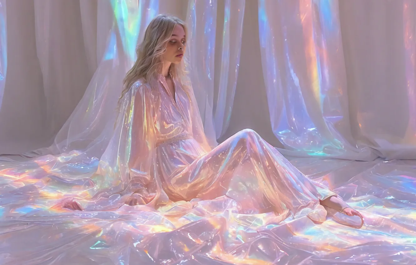 Photo wallpaper white, girl, light, pastel, pink