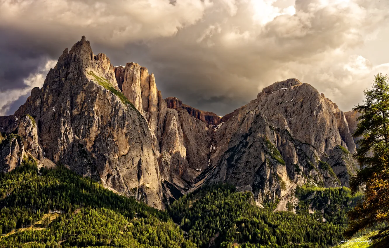 Photo wallpaper forest, the sky, mountains, spring, Italy, The Dolomites, the Trentino — Alto Adige / südtirol