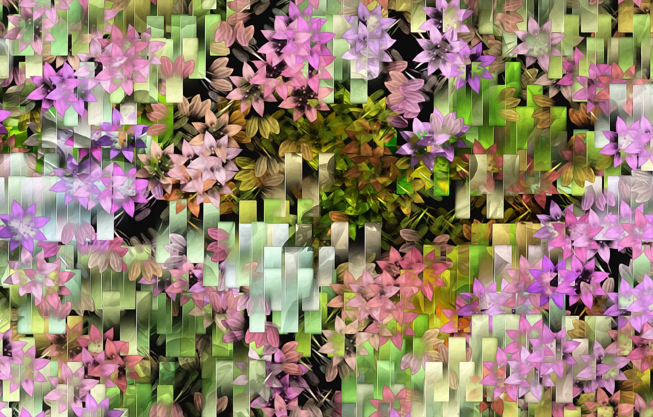 Photo wallpaper Tekstura, Flowers, Rectangles