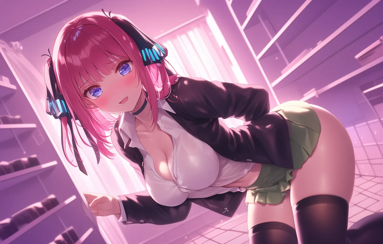 Photo wallpaper linen, anime, art, wallpaper, pink hair, The Quintessential Quintuplets, Go-Toubun no Hanayome, Five brides