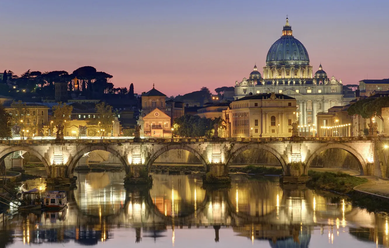 Photo wallpaper Neo, Italy, bridge, beautiful, old, Rome, architecture, Gothic