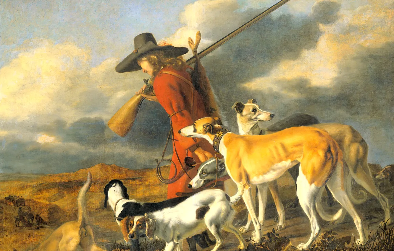 Photo wallpaper dog, picture, hunter, genre, Adriaen Cornelisz Beeldemaker