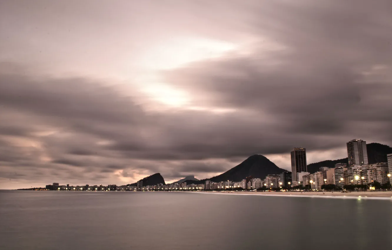 Photo wallpaper light, beach, sky, Rio de Janeiro, Leme, Apartment house
