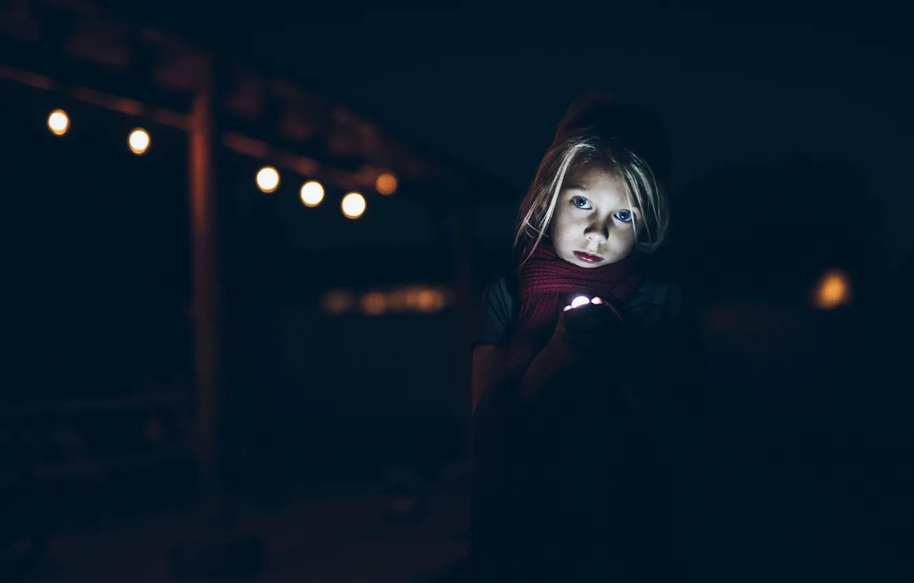 Photo wallpaper look, night, girl