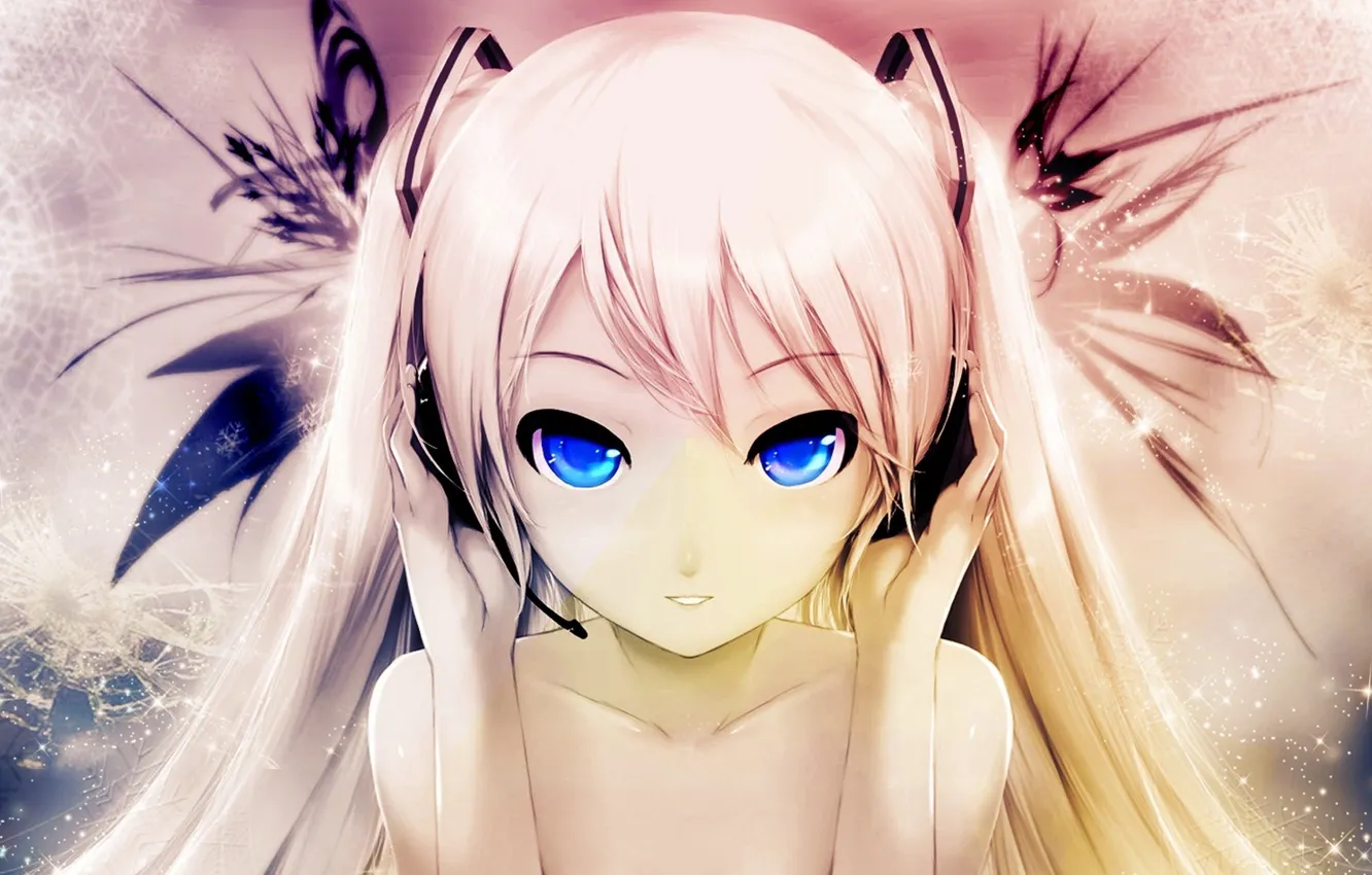 Photo wallpaper girl, anime, blue eyes