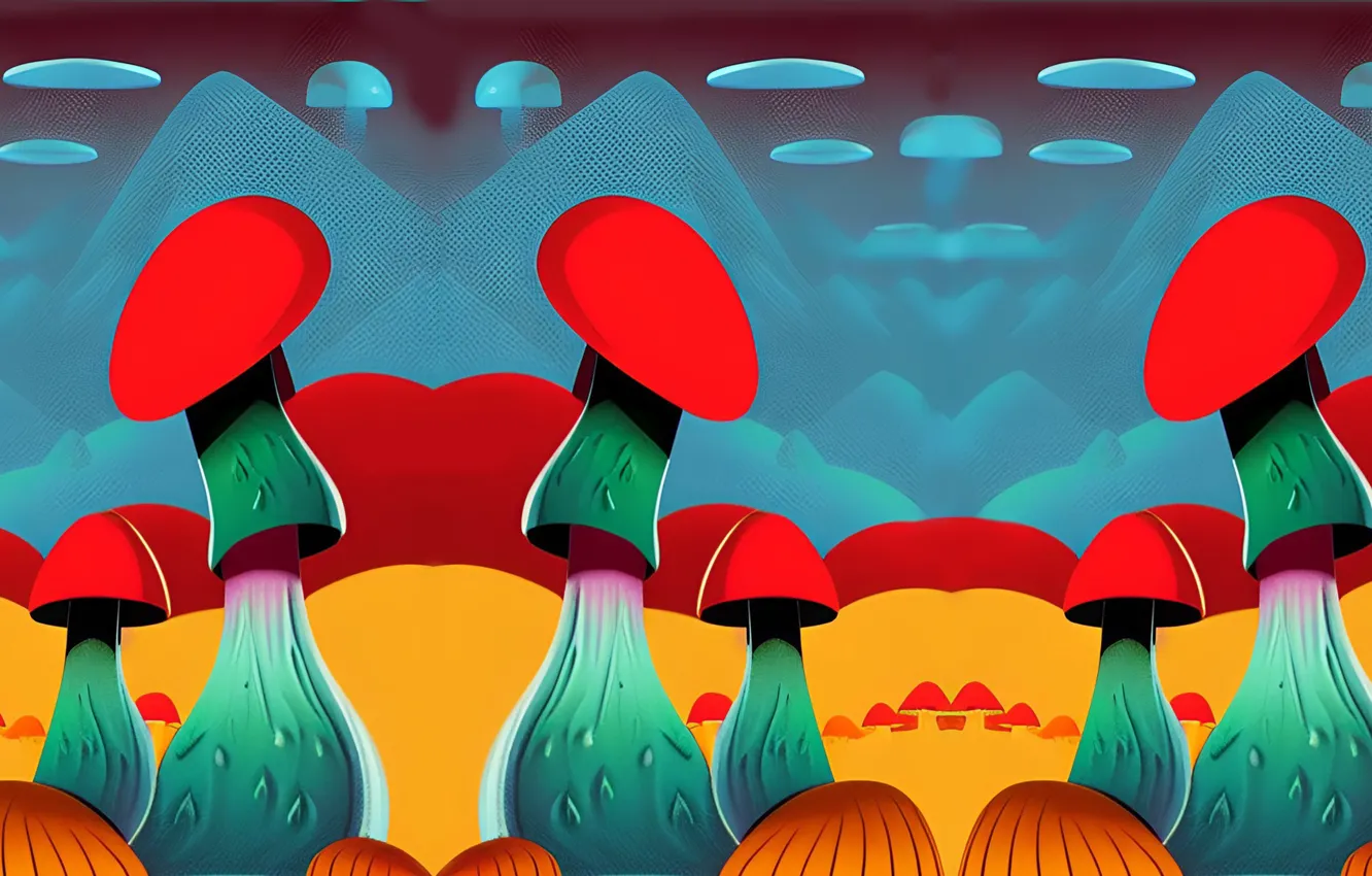 Photo wallpaper fiction, dream, mushrooms, with WOMBO, neural network