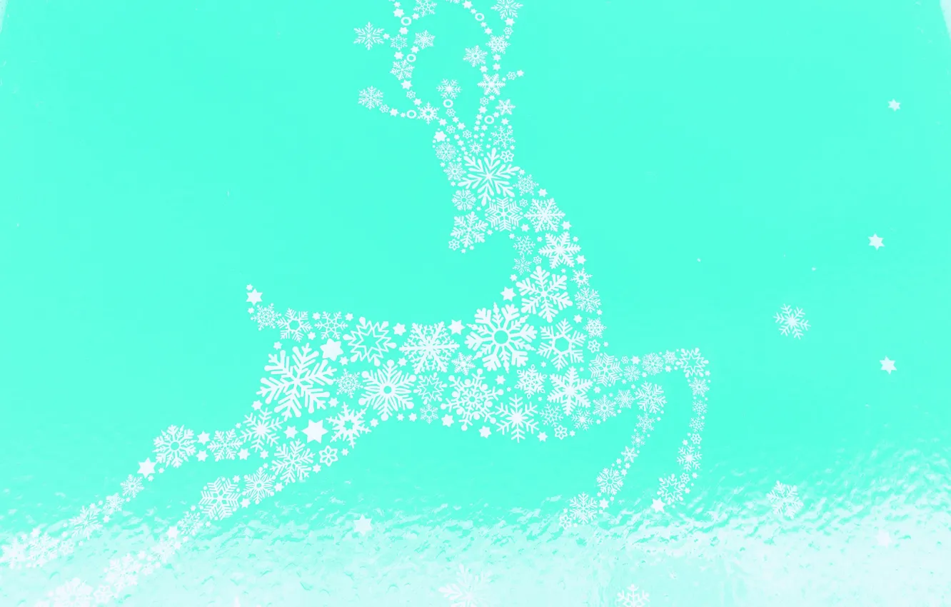 Photo wallpaper snowflakes, background, deer, Mamala ©