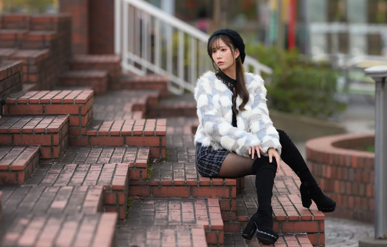 Photo wallpaper pose, model, Asian, boots, beauty, cutie, model, beauty
