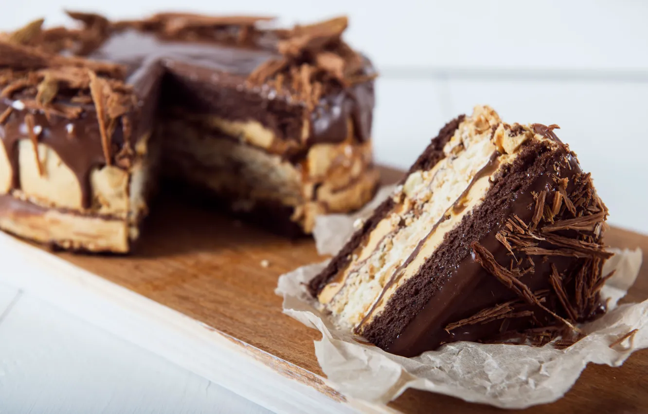 Photo wallpaper chocolate, cake, piece