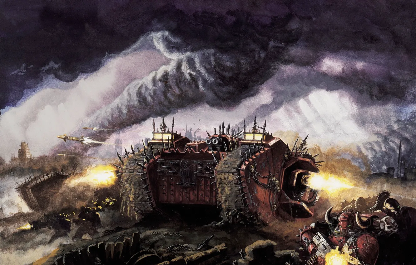 Photo wallpaper Chaos, battle, Warhammer 40000, Chaos, Warhammer 40K, Land Raider