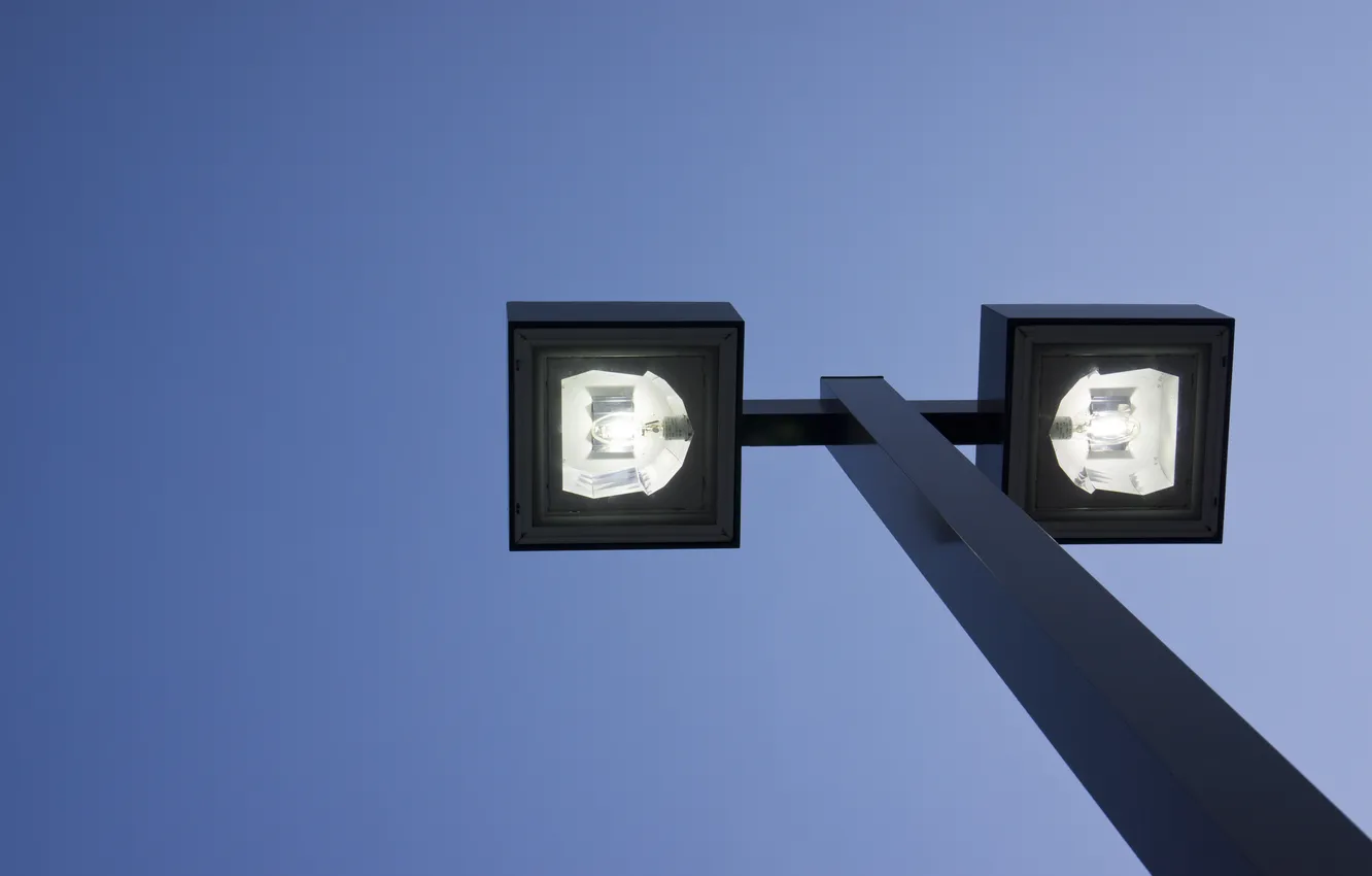 Photo wallpaper the sky, the city, lights, posts, lighting, lights, view