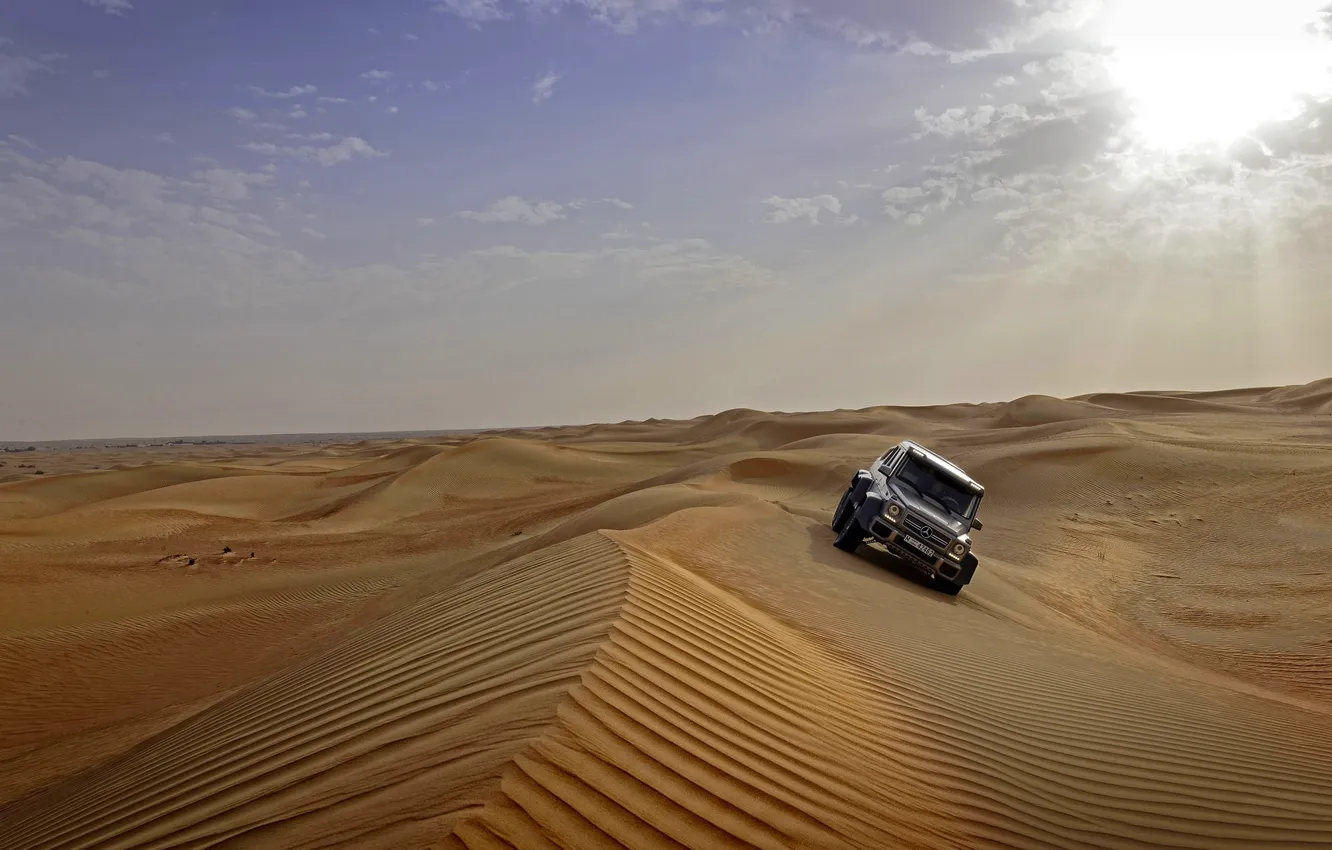 Photo wallpaper Mercedes-Benz, The sun, The sky, Sand, Auto, day, AMG, G63